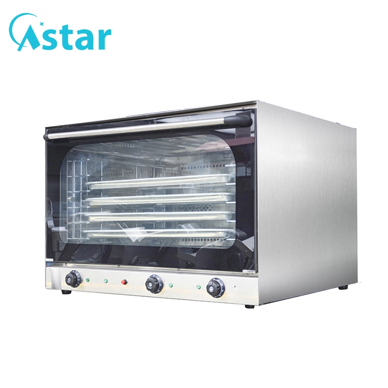 Horno de convección de aire caliente eléctrico de 4 bandejas de acero inoxidable 